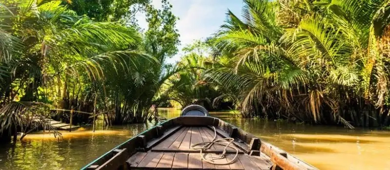 Pagayer en long de canaux sous les cocotiers Croisiere au delta du Mekong