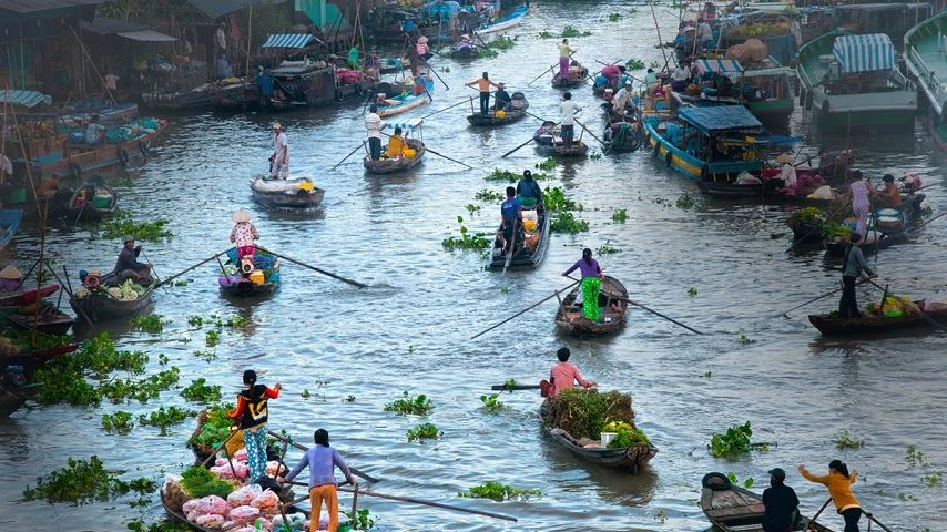 Le march&eacute; flottant de Nga Nam &agrave; Soc Trang