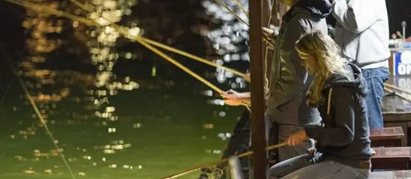 P&ecirc;che au calamar apr&egrave;s le coucher du soleil croisiere en baie Halong